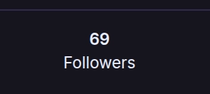 screenshot of my follower count. it shows 69 followers